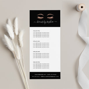 Rose Gold Lashes & Brows   Pricing or Services Rack Card