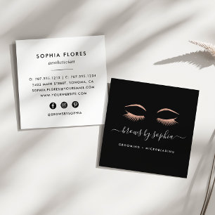 Rose Gold Lashes & Brows Square Business Card