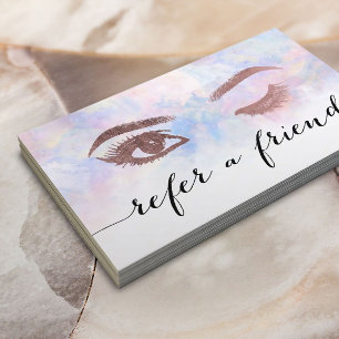 Rose Gold Lashes Makeup Artist Watercolor Referral Card