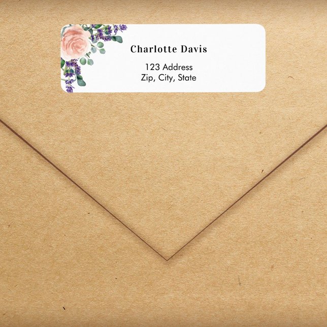 Rose gold lavender florals return address  (Creator Uploaded)
