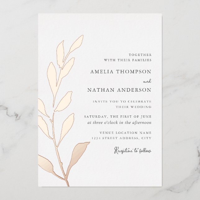 Rose Gold Leaf Elegant Wedding (Front)