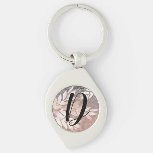 Rose Gold Leaf Sprays on Golden Waves Customise It Key Ring
