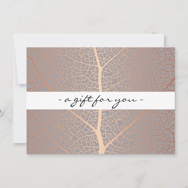 Rose Gold Leaf Tree Pattern Gift Certificate (Front)