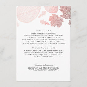 Rose Gold Leaves White Wedding Details Enclosure Card