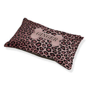 Rose Gold Leopard Animal Print Pet Bed