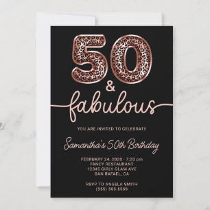 Rose Gold Leopard Balloon Number 50 and Fabulous Invitation