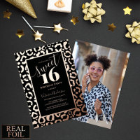 Rose Gold Leopard Cheetah Print Photo Sweet 16 Foi