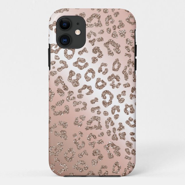 Rose gold leopard print glitter case (Back)