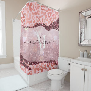 Rose Gold Leopard Print Shower Curtain