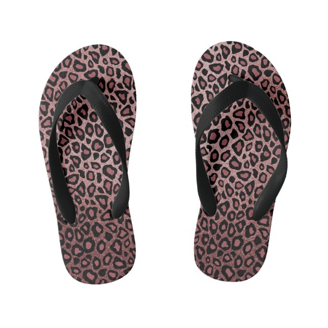 Rose Gold Leopard Skin Kid's Jandals (Footbed)