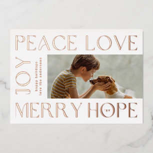Rose Gold Letters MERRY JOY PEACE LOVE photo
