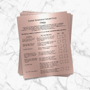 Rose Gold Liability Waiver Eyelash Extension Salon Flyer