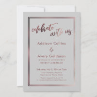 Rose Gold Light Grey Celebrate with Us Typography