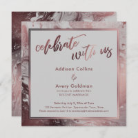 Rose Gold & Light Grey Marble Celebrate with Us