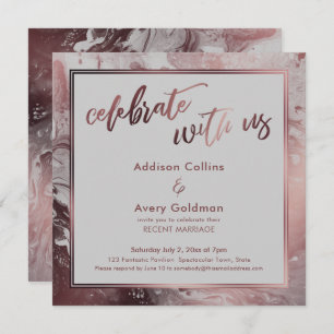 Rose Gold & Light Grey Marble Celebrate with Us Invitation