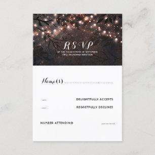 Rose Gold Lights Rustic Wedding RSVP