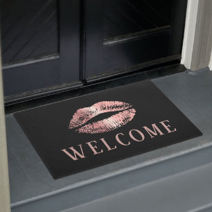 Rose Gold Lips Print Beauty Salon Welcome Doormat