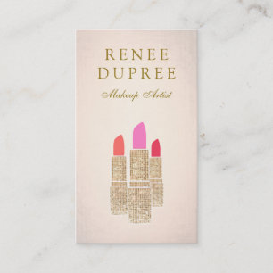 Rose Gold Lipstick Makeup Artist Beauty Salon Business Card
