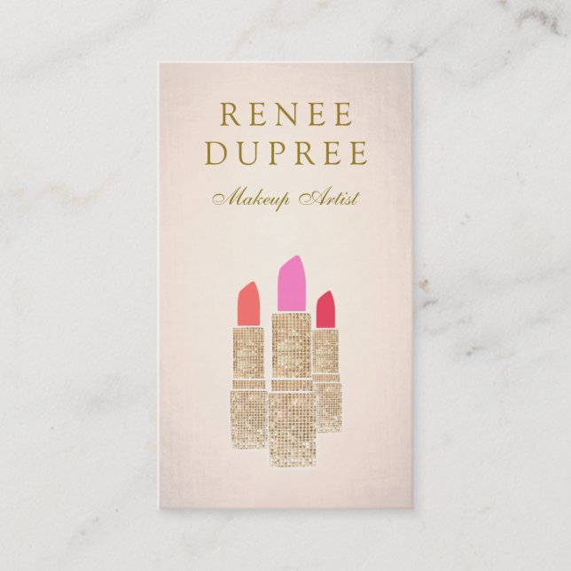 Rose Gold Lipstick Makeup Artist Beauty Salon Business Card (Front)