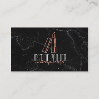 Rose Gold Lipstick Marble Business Card