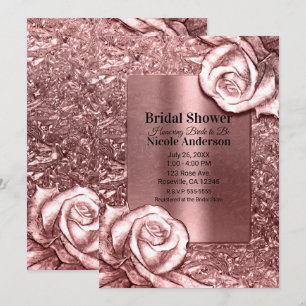 Rose Gold Liquid Chrome Metallic Bridal Shower Invitation