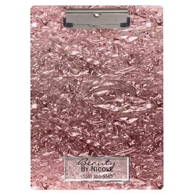 Rose Gold Liquid Chrome Metallic Chic Glam Clipboard (Front)