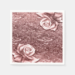 Rose Gold Liquid Chrome Metallic Chic Glam Party Napkin