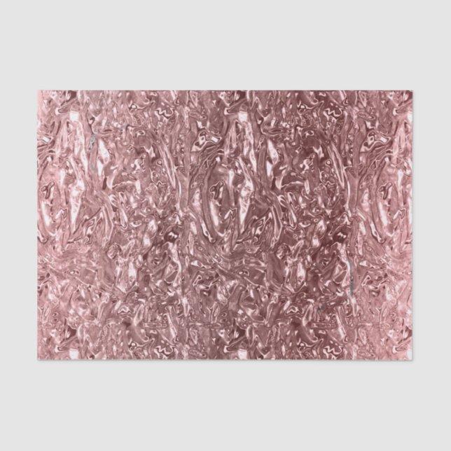 Rose Gold Liquid Chrome Metallic Chic Glam Party Tissue Paper (Front)