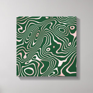 Rose Gold liquid swirl Abstract Green Design Canvas Print