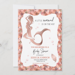 Rose Gold Little Mermaid Baby Shower Invitation