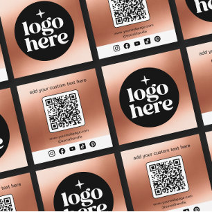 Rose Gold Logo QR Code Social Media Square Business Card