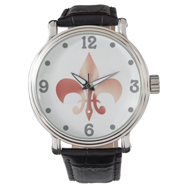 Rose gold look  fleur-de-lis watch (Front)