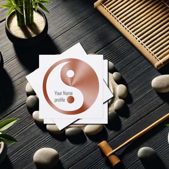 Rose gold look yin yang square business card (Creator Uploaded)