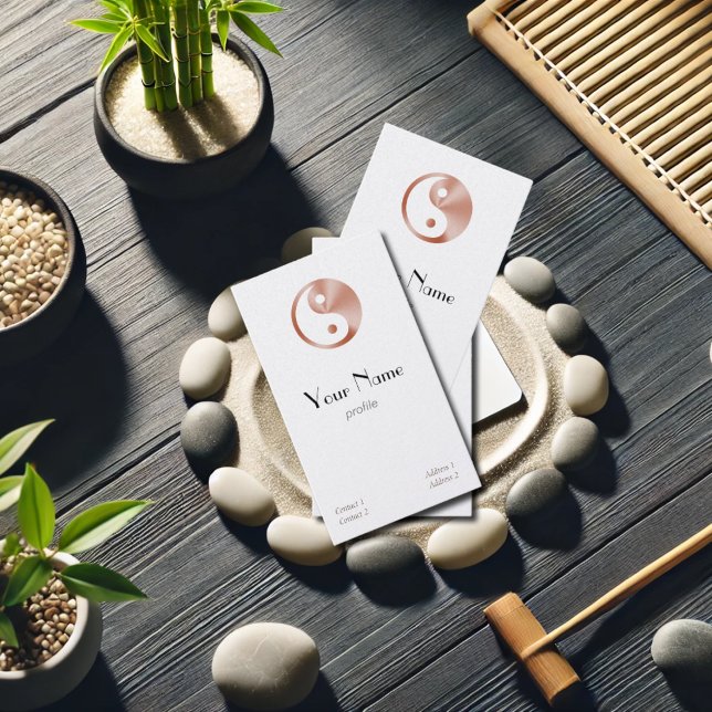 Rose gold look yin yang -vertical business card (Creator Uploaded)