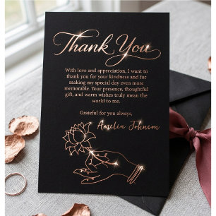 Rose Gold Lotus Hand Thank You Card