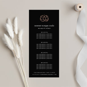 Rose Gold Lotus   Spa Pricing or Services Rack Card