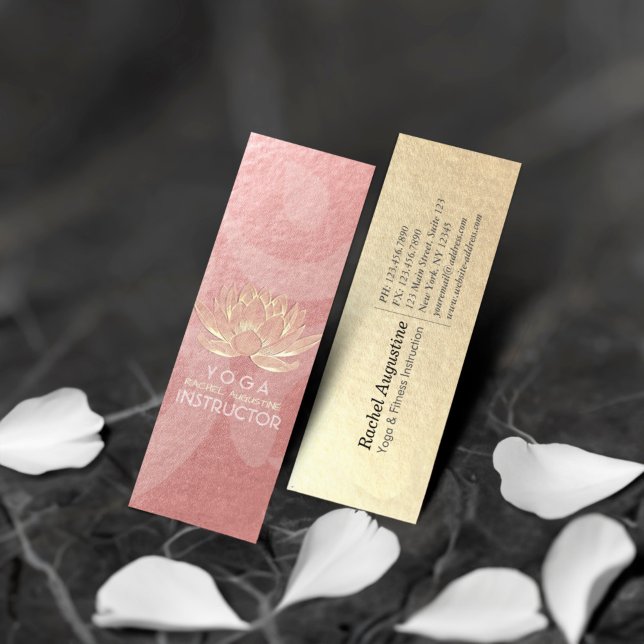 Rose Gold Lotus Yoga Meditation Reiki Instructor Mini Business Card (Creator Uploaded)