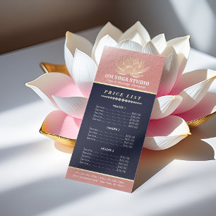 Rose Gold Lotus YOGA Reiki Instructor Price List Rack Card