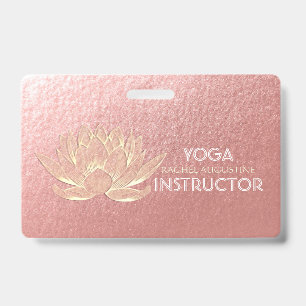 Rose Gold Lotus Yoga Studio Meditation Instructor ID Badge