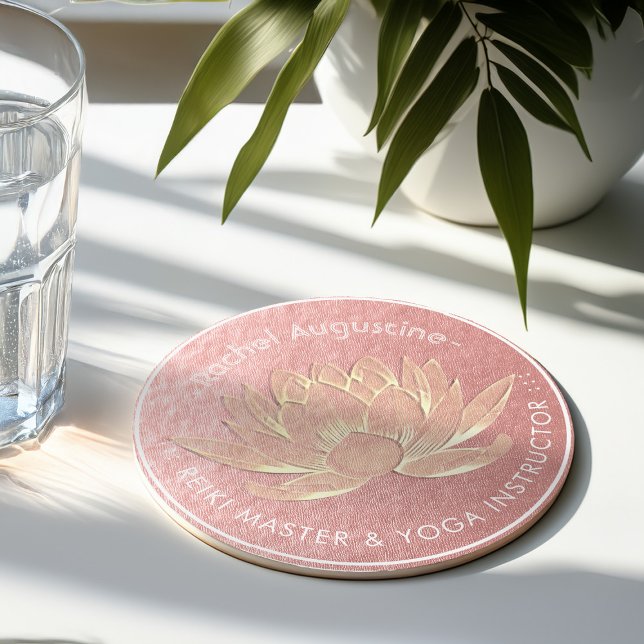 Rose Gold Lotus Yoga Studio Meditation Instructor Round Paper Coaster (Creator Uploaded)