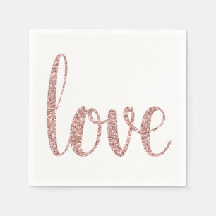 Rose gold love cocktail napkins, glitter napkin