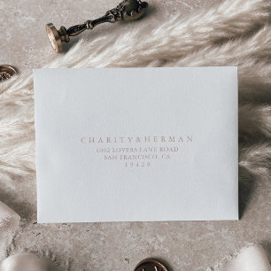 Rose Gold Love Fancy Script Self-Addressed RSVP   Envelope