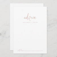 Rose Gold Love Fancy Script Wedding Advice Card
