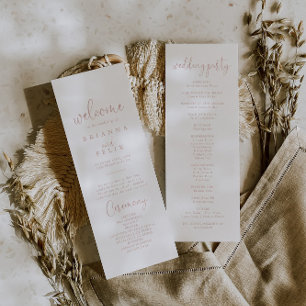 Rose Gold Love Fancy Script Wedding Program Programme