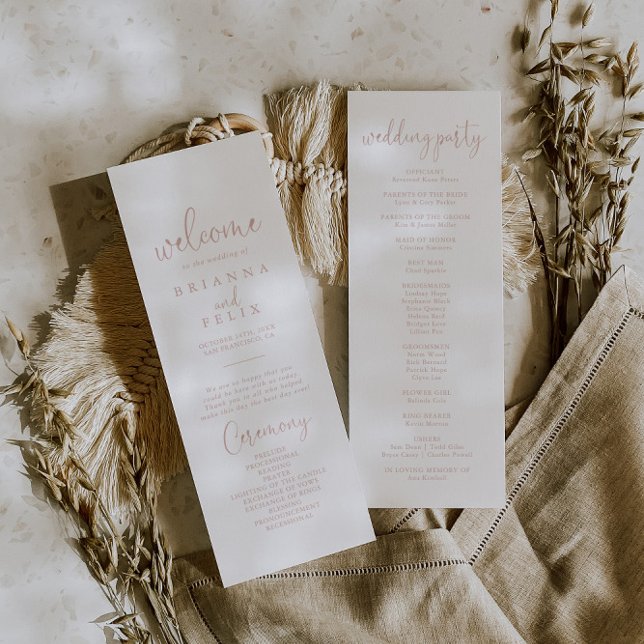 Rose Gold Love Fancy Script Wedding Program Programme (Creator Uploaded)