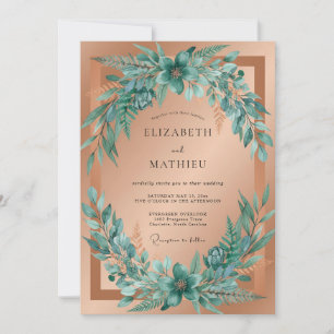 Rose Gold Lustrous Modern Wedding Invitation