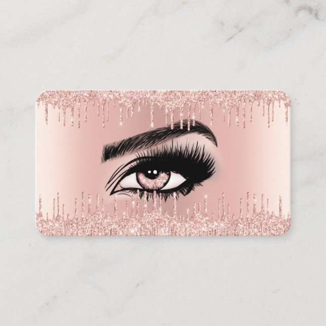 Rose gold luxury glitter drips business card (Front)
