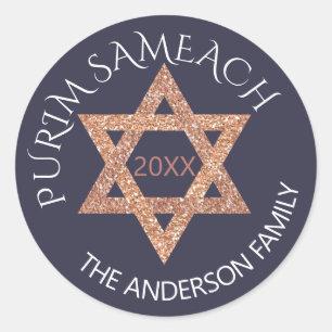 Rose Gold Magen David Custom Purim Any Holiday Classic Round Sticker