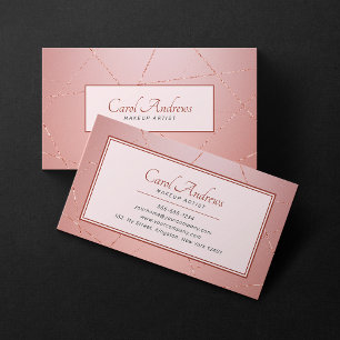 Rose Gold Makeup Artist Bridal Makeup Lashes Brows Business Card