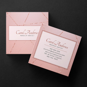 Rose Gold Makeup Artist Bridal Makeup Lashes Brows Square Business Card